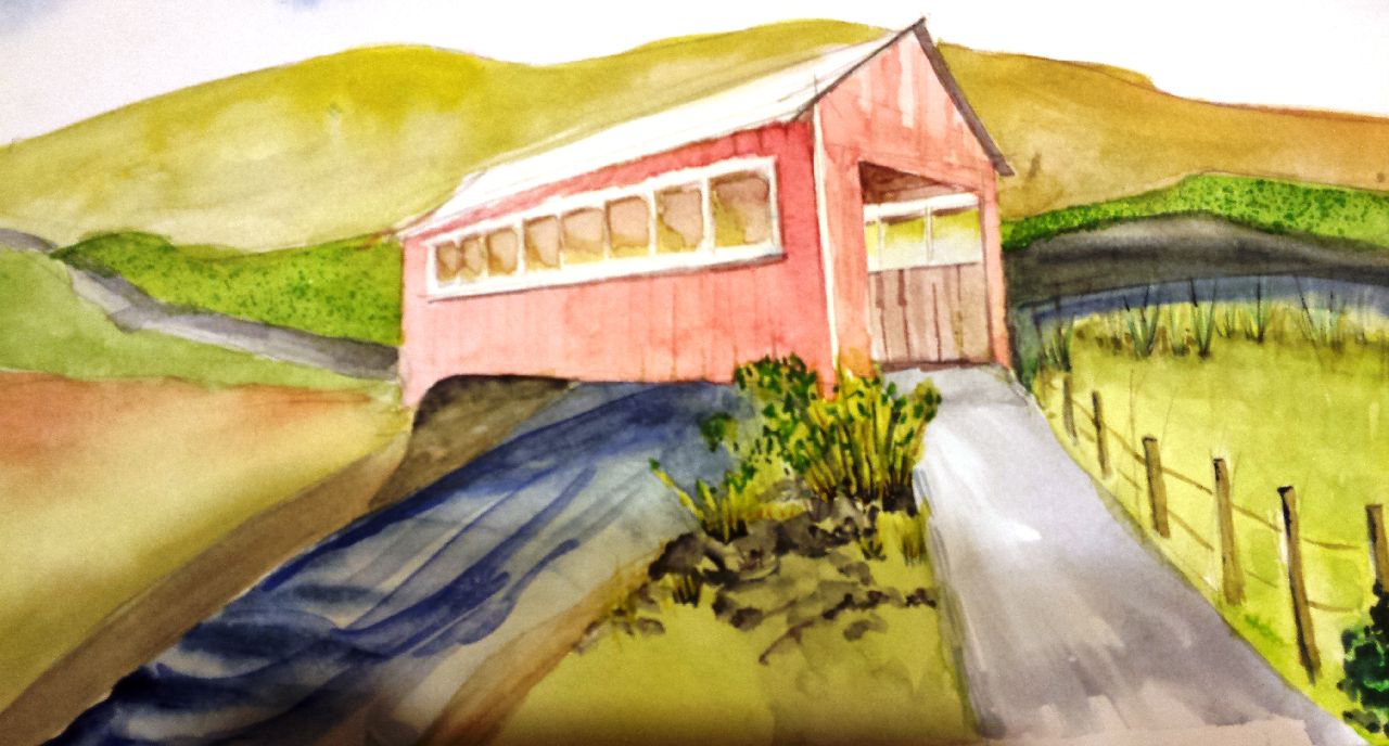 Covered Bridge-Patti Warren-Watercolor
